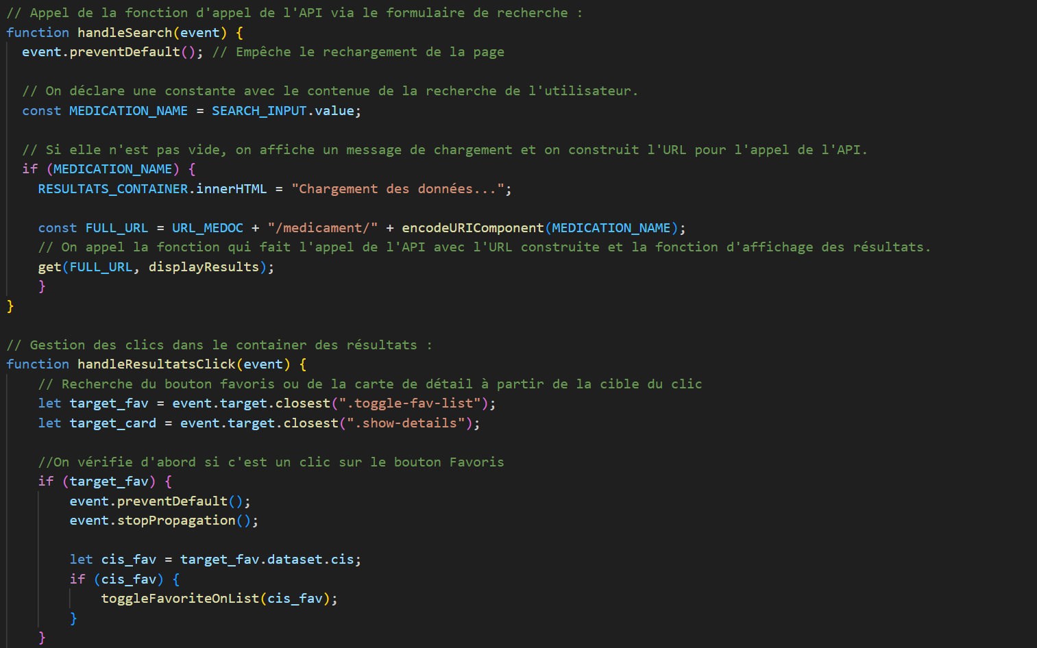 Aperçu du code JavaScript de la PWA